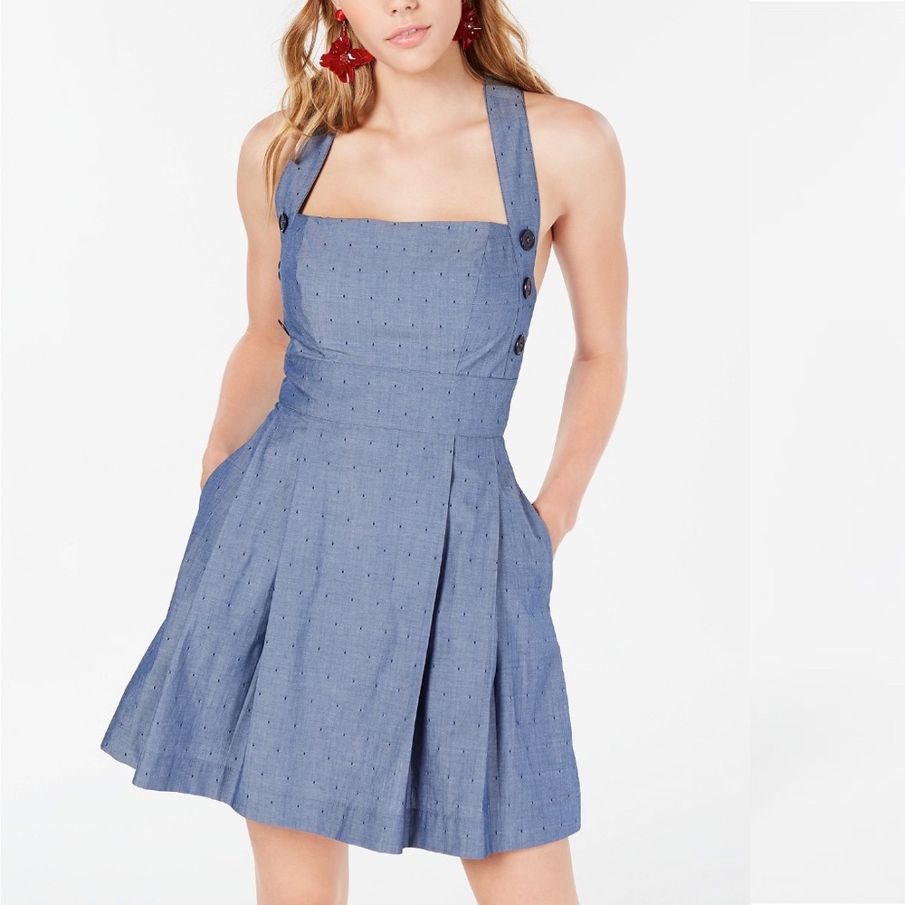 Teeze Me Juniors' Chambray Button-Side Dress
